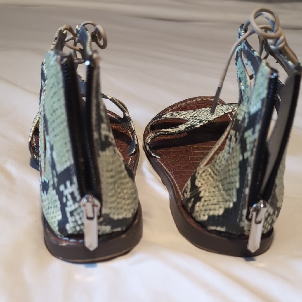 Sam Edelman Black and Green Gwenna Lace-Up Sandals - Picture 5 of 7
